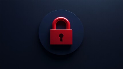 Red Lock on Blue Background Symbolizing Security