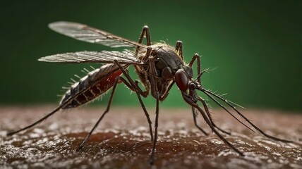 mosquito on human skin with green Generative ai 