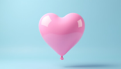 Pink balloon heart shape floats effortlessly on a serene blue background conveying feelings of love and affection._00003_