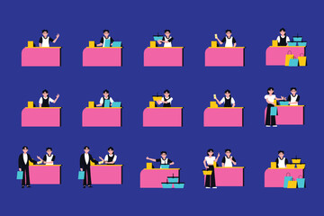 Fototapeta premium cashier illustration collection