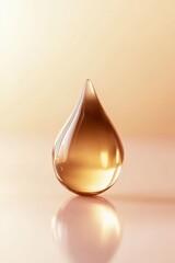 Fototapeta premium Minimalist background featuring a cosmetic oil drop. Perfect for beauty and skincare designs.
