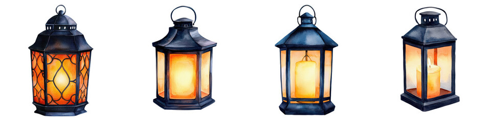 Glowing Lanterns Illuminating the Cozy Outdoor Atmosphere at Night