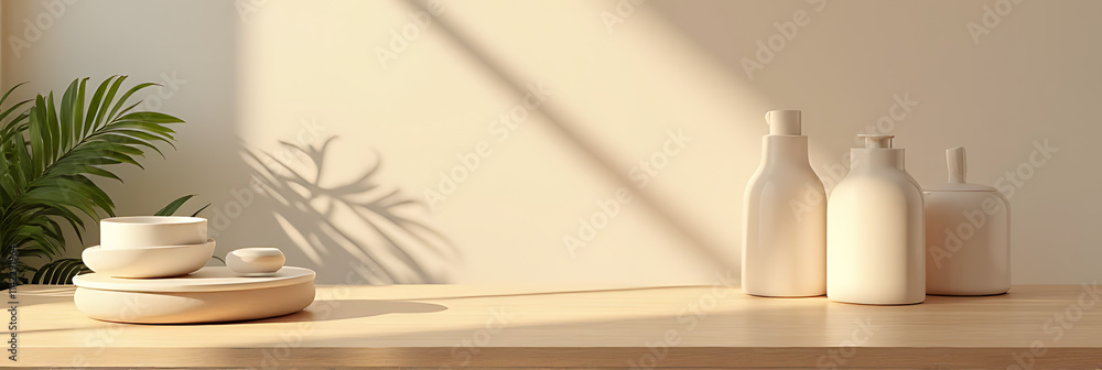 Poster Minimalist wood table top serves as a versatile background for product display and visual layouts in design montages._00002_