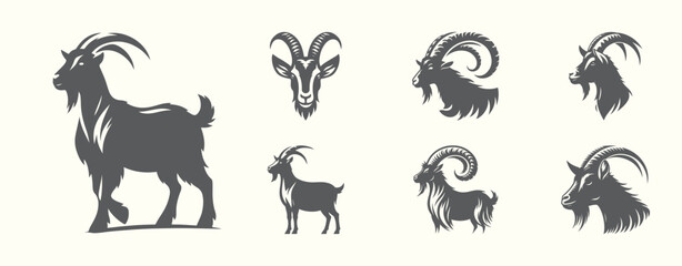 Bold goat silhouette design, perfect for farm, rustic, and agricultural-themed projects.