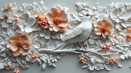 Wallpaper with bas relief in 3D