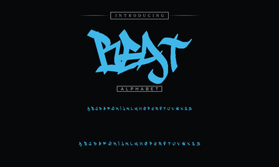 Graffiti vector font. Capital letters, numbers and glyphs alphabet. graffiti art style editable text effect