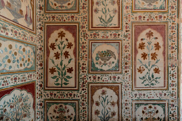 Wand Detailaufnahme vom inneren des Fort Amber die Schlossanlage und militärische Festung in Amber