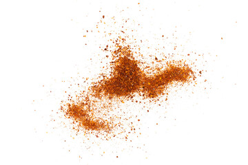 pile of red hot chili flakes spices isolated on white or transparent png