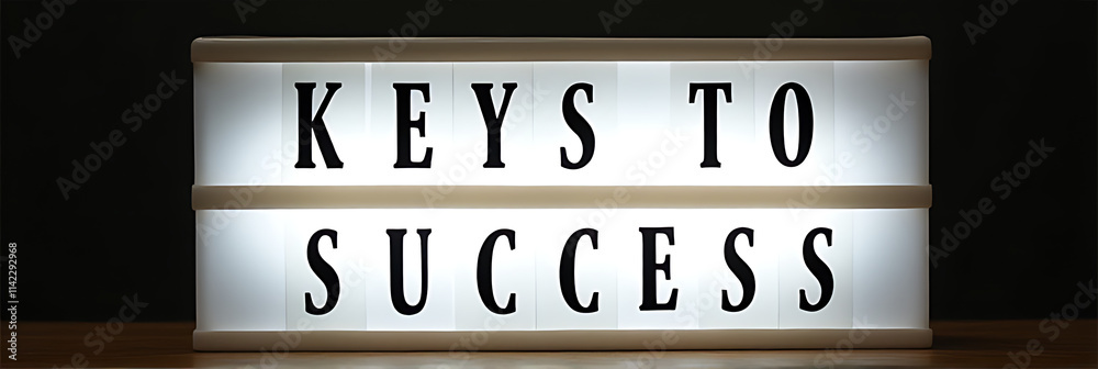 Poster Light box display features various keys to success concepts written in clear text for easy viewing and understanding._00002_