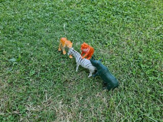 Animal toys isolated over background.
