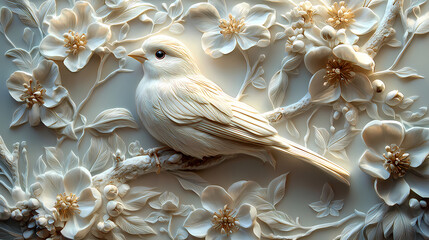 Wallpaper with bas relief in 3D