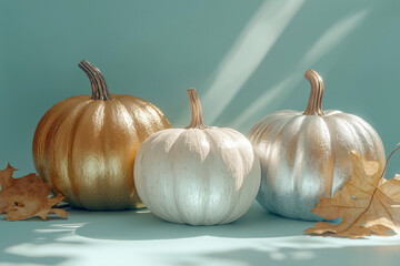 Decorative Metallic Pumpkins Display