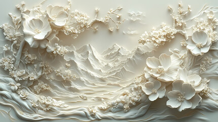 Wallpaper with bas relief in 3D