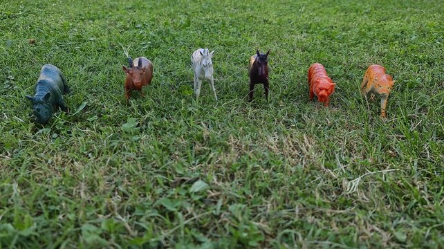 Animal toys isolated over background.