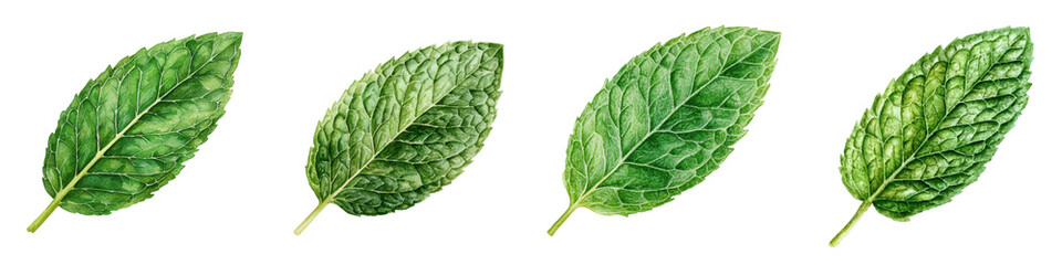 Obraz premium Fresh Mint Leaves in Vibrant Green Colors against a Natural Background with Copy Space