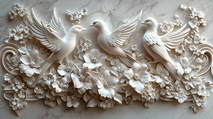 Wallpaper with bas relief in 3D