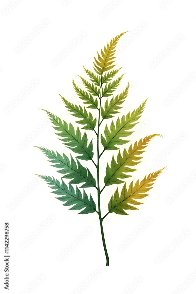 Poster fern leaves with vibrant colors against a clean white background create an elegant and sophisticated