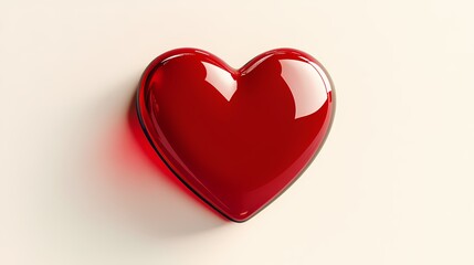 Glossy Red Heart Symbol on Soft Background Perfect for Romantic Themes, Valentine's Day, Passion, Love, and Affection in Stock Photography for Various Creative Projects