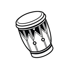 Traditional Drum Illustration - Classic Black and White Musical Percussion with Decorative Design