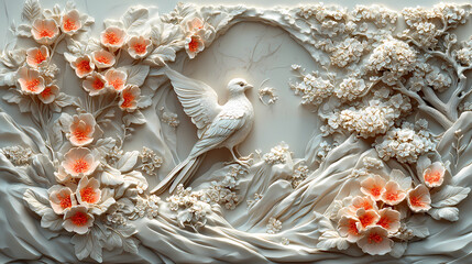 Wallpaper with bas relief in 3D