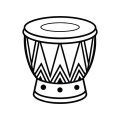 Traditional Drum Illustration - Classic Black and White Musical Percussion with Decorative Design