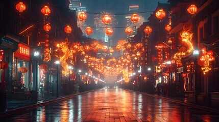 stunning Chinese new years decoration in the city