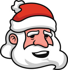 Santa Claus head. Santa face with beard cartoon character. Santa smile. Father Christmas, Saint Nicolas head face portrait. Saint Nicolas head icon. Santa Claus face beard mustache, happy Christmas