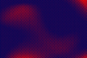 Abstract background with red triangle dots. Triangle halftone geometric background. Halftone triangular retro 80s pattern. Minimal style retro dynamic wallpaper.