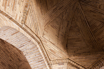 Ancient brick dome, abstract Arabic interior details