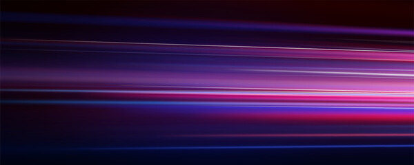 Technology futuristic dynamic motion. Abstract futuristic background with glowing light effect.Vector illustration. Glow of bright lines of transport vehicle drive on road highway. High speed light.