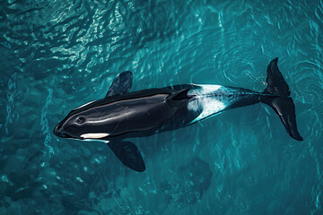 Fototapeta premium Fantastically beautiful majestic huge whale in deep ocean