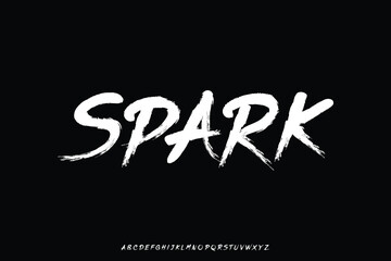 Unique handwritten with paint brush texture alphabet display font vector. Spark typeface