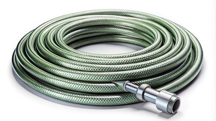 Simple white-background outline drawing of a water hose for website graphics.