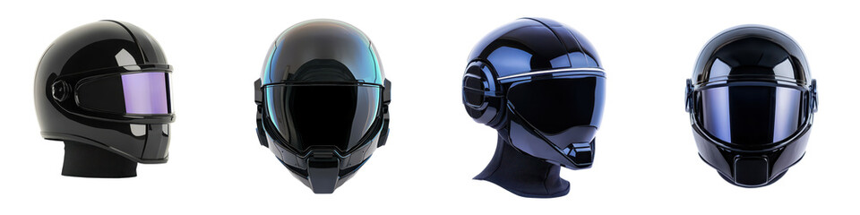 Fototapeta premium Futuristic Motorcycle Helmet Designs in Style for Transportation and Safety
