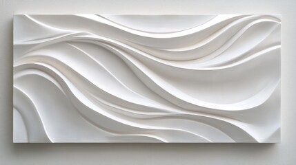 Abstract white wave pattern, sculpted relief texture.