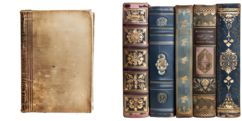 old book vintage book cover isolated on a white background. Generative AI.