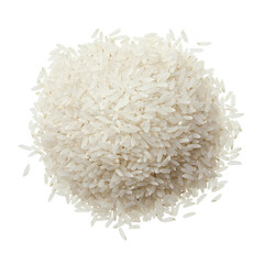 Pile of uncooked white rice isolated on transparent background