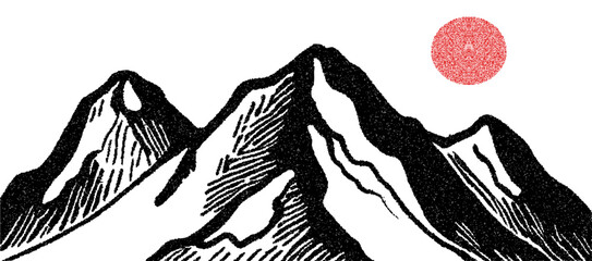 An illustration of mountains with a grainy texture.