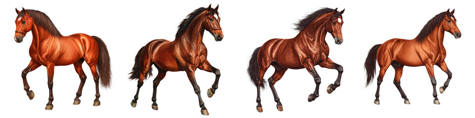 Obraz premium Powerful Chestnut Horses Running and Galloping in Nature Landscape
