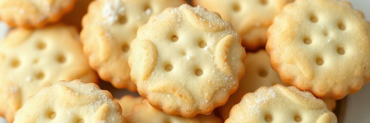 Deliciously baked cream crackers arranged on a plate ready for serving at a gathering or snack time