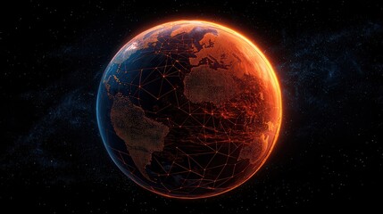 Energy stocks grow with green initiatives. Vibrant depiction of a glowing planet in space.