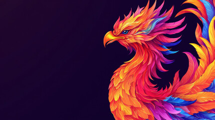 Obraz premium Vibrant illustration of Chinese phoenix with colorful feathers