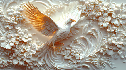 Wallpaper with bas relief in 3D