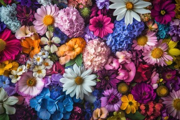 Vibrant floral arrangement with various colorful flowers.