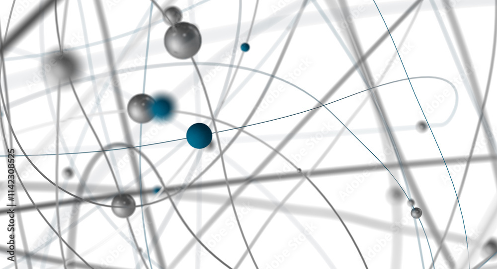 Poster Abstract plexus blue geometry background. Digital technology network connection concept. 3D rendered illustration