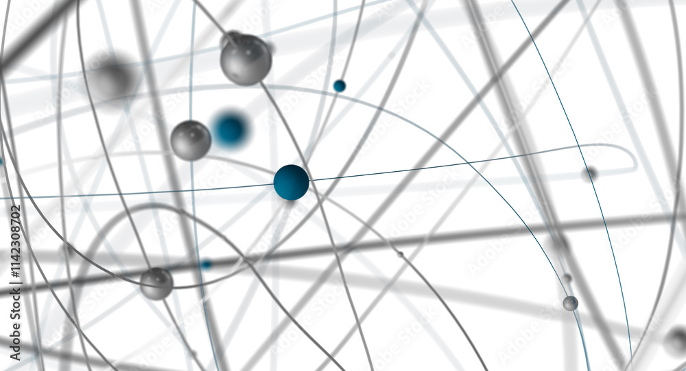 Leinwandbilder Abstract plexus blue geometry background. Digital technology network connection concept. 3D rendered illustration