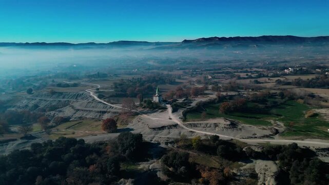 Aerial view of Sanctuary of Puig Agut in Catalonia