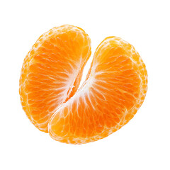 Juicy mandarin orange segment isolated on transparent background