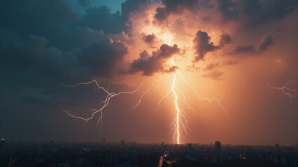 Lightning weather theme. Generative ai.