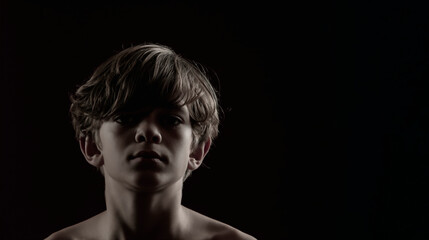 Portrait of a little boy on a dark background